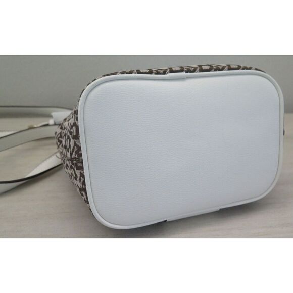 DKNY R11JFE13 White/Brown Signature Jacquard Noho Bucket Shoulder Bag $198 - Picture 7 of 13